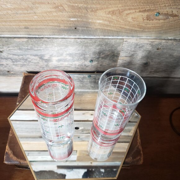 Libbey Glass Co - Coca-Cola Christmas Holly Windowpane Glass - Picture 3 of 7